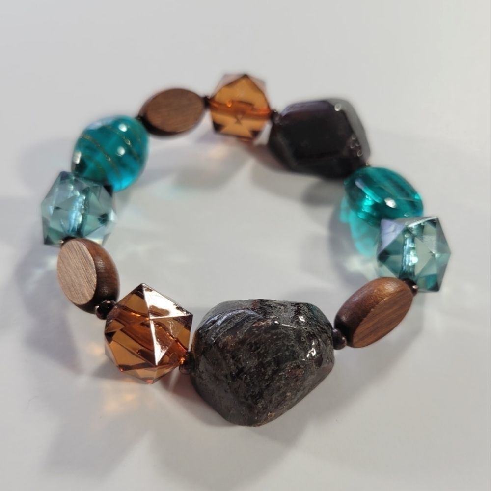 NWT 2/$45 Red Brown Blue Stretch Bracelet